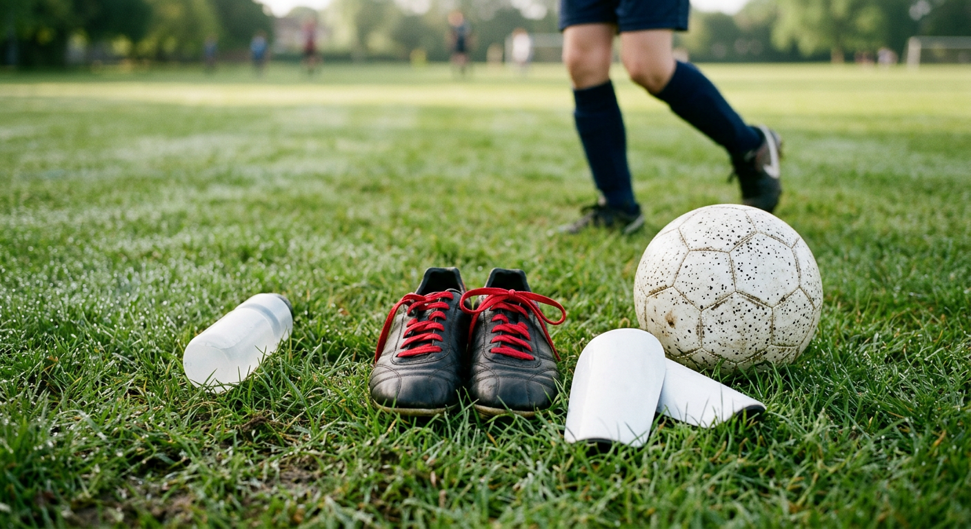 Young player practising defending basics for young players during a private football session in a garden