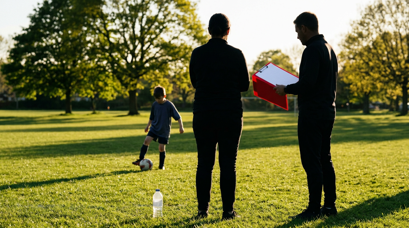 Youth football player practising close control during 1-to-1 coaching session considering what scouts look for in young footballers
