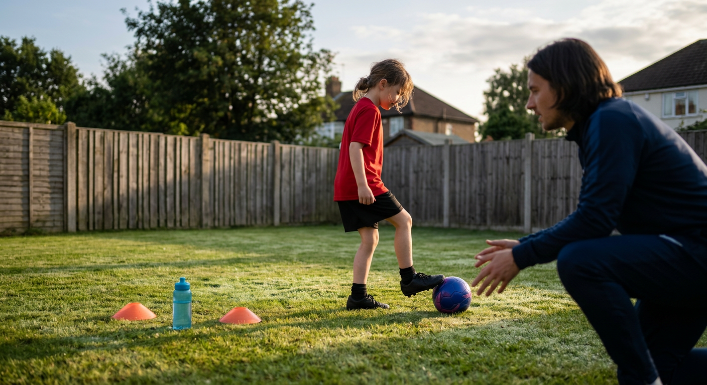 Close up of youth football boots for garden and astro play during a private coaching session