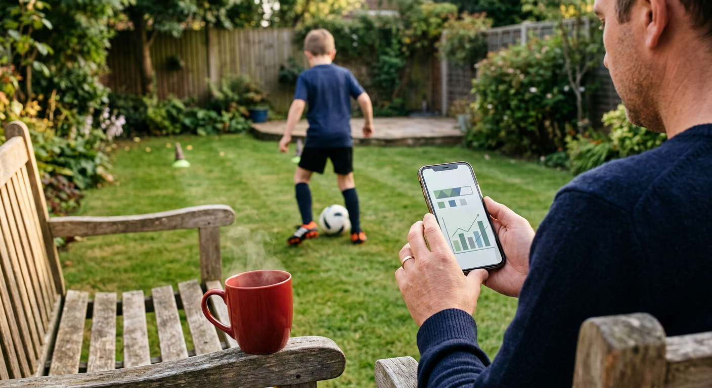A coach and young player during a one-to-one football coaching Enfield Chase garden training session
